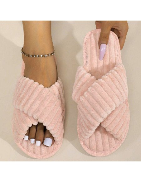 Pantuflas de felpa acanalada, elegantes y cómodas | LHESH
