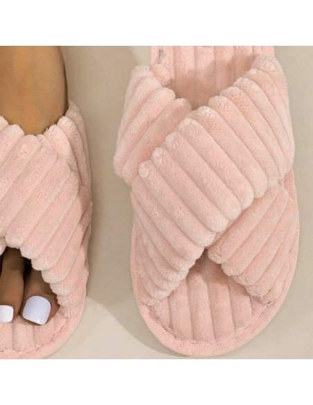 Pantuflas de felpa acanalada, elegantes y cómodas | LHESH